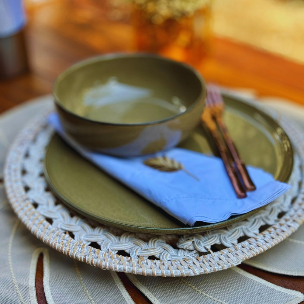 Sousplat Rattan Natural Branco