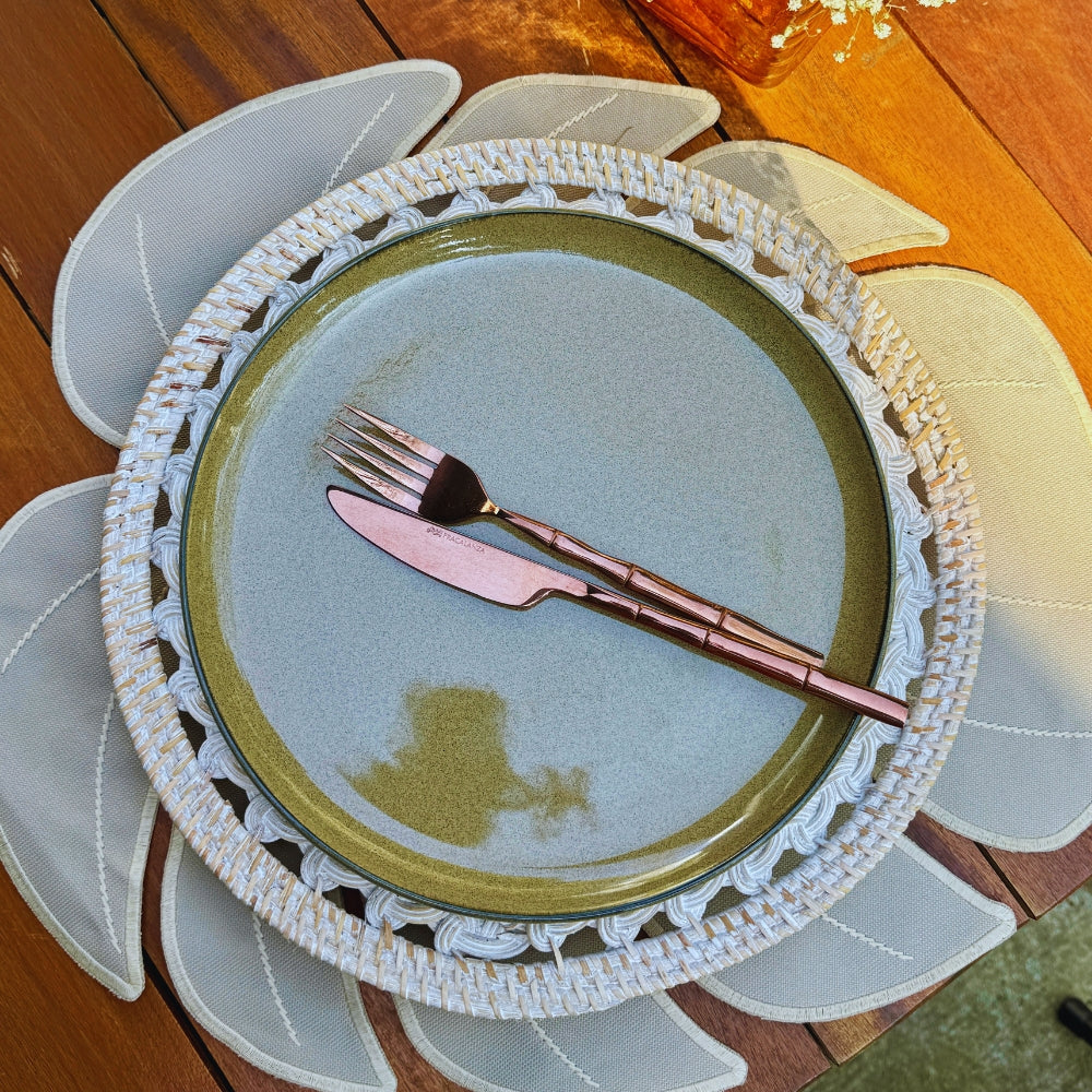 Sousplat Rattan Natural Branco