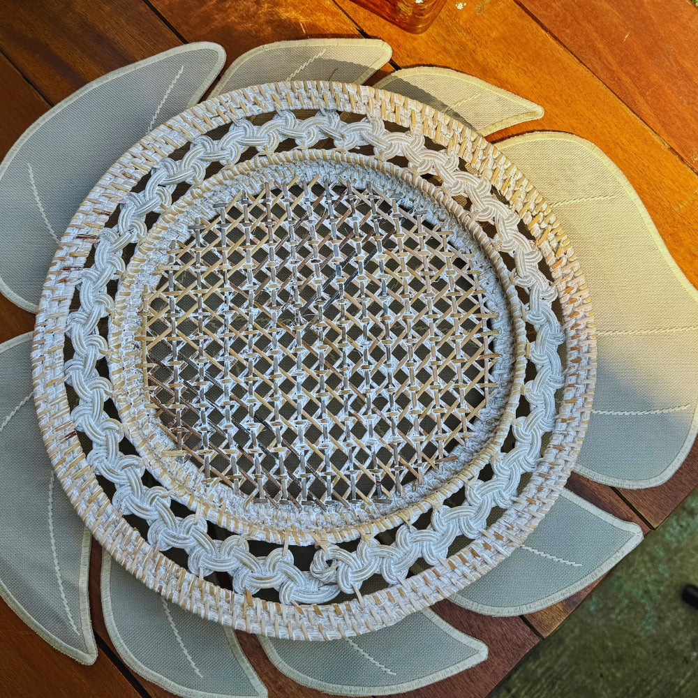 Sousplat Rattan Natural Branco