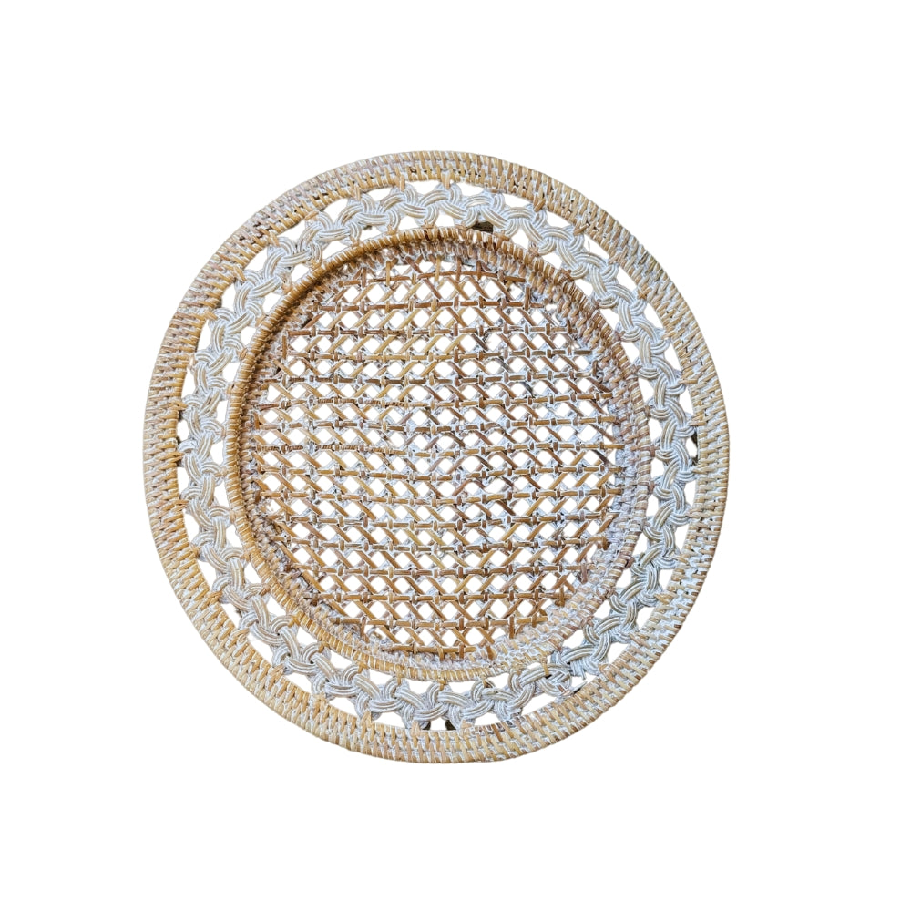 Sousplat Rattan Natural Branco