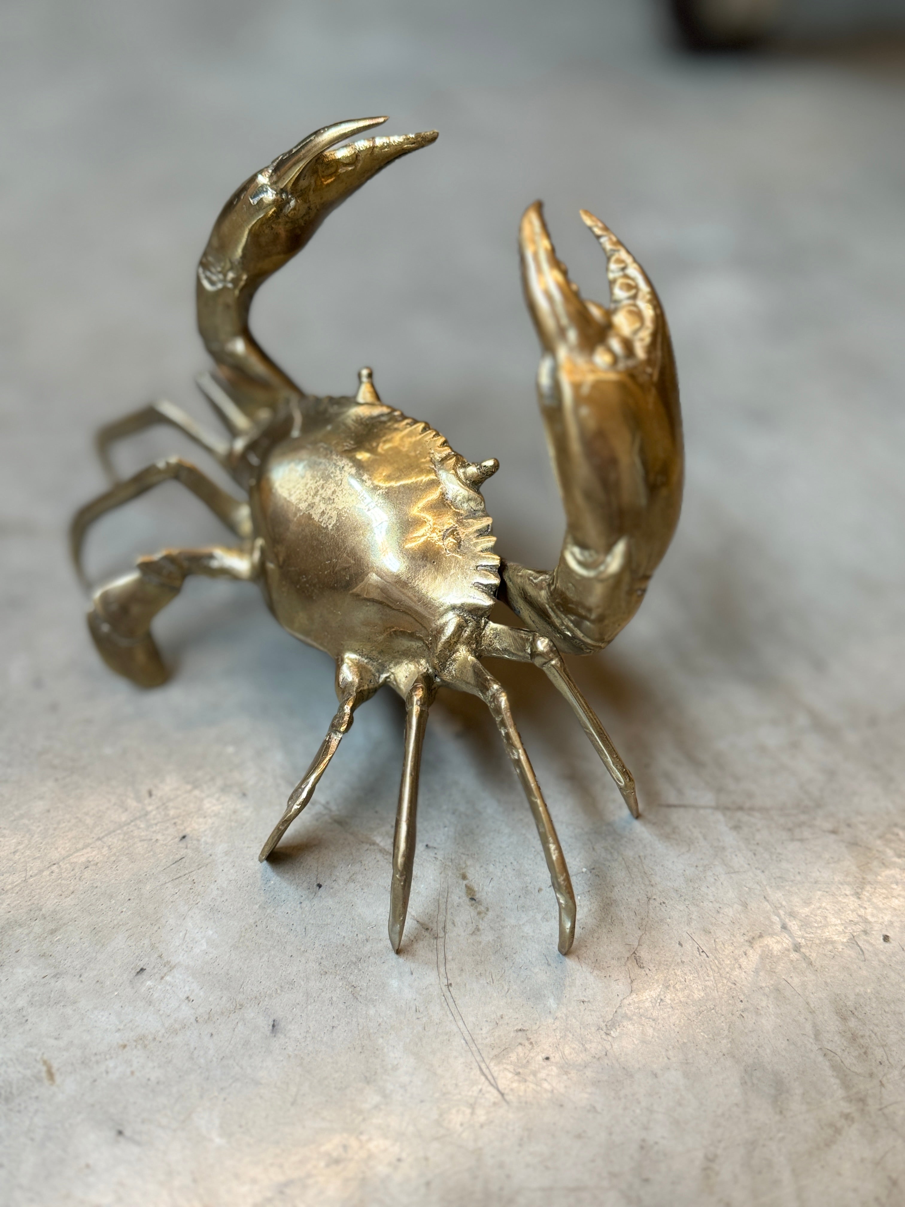 Escultura Caranguejo Metal Dourado