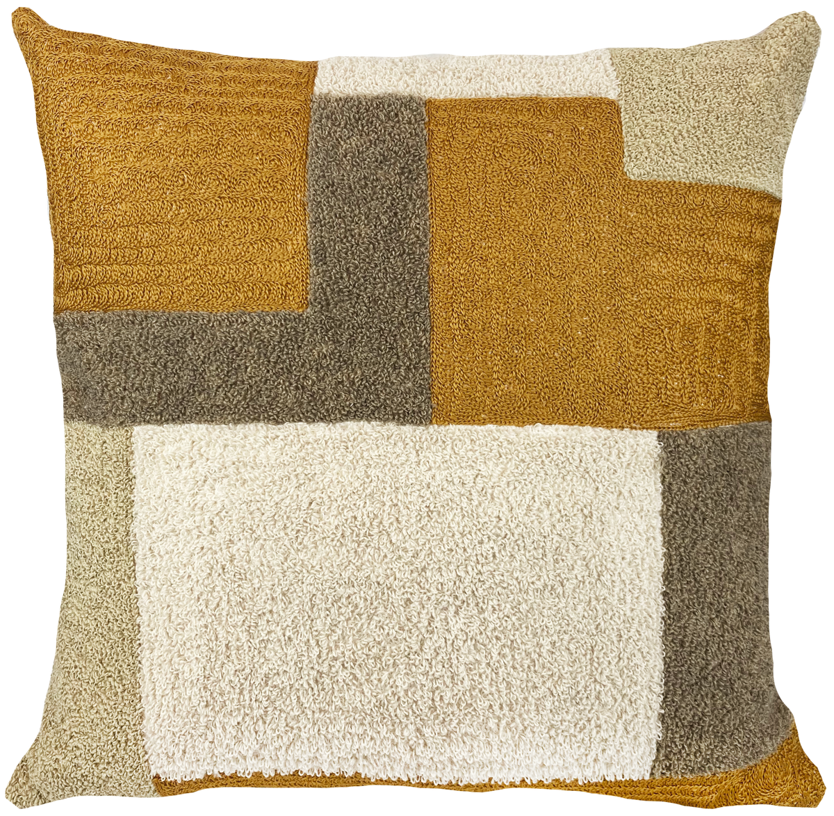 Almofada 52X52 Linho Cru Bordado Dourado