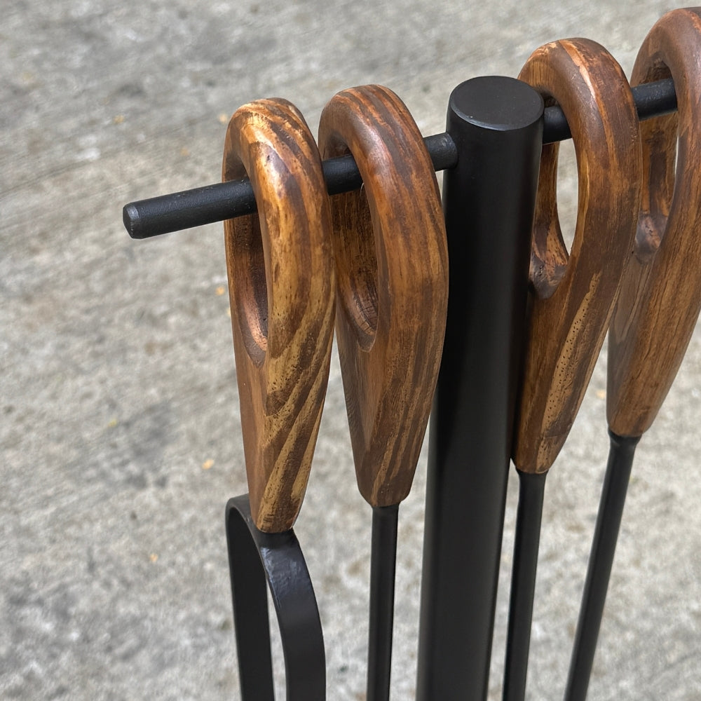 Kit Lareira 5pc Marrom Metal 60 cm