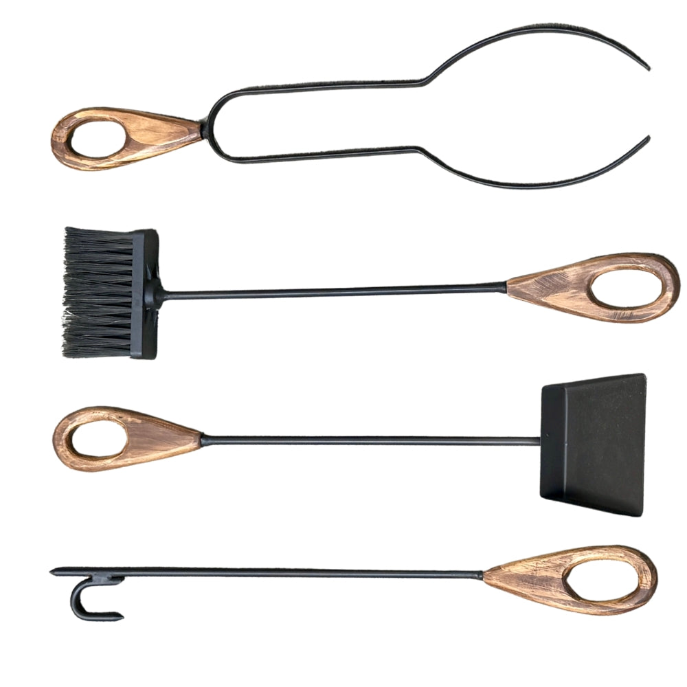 Kit Lareira 5pc Marrom Metal 60 cm