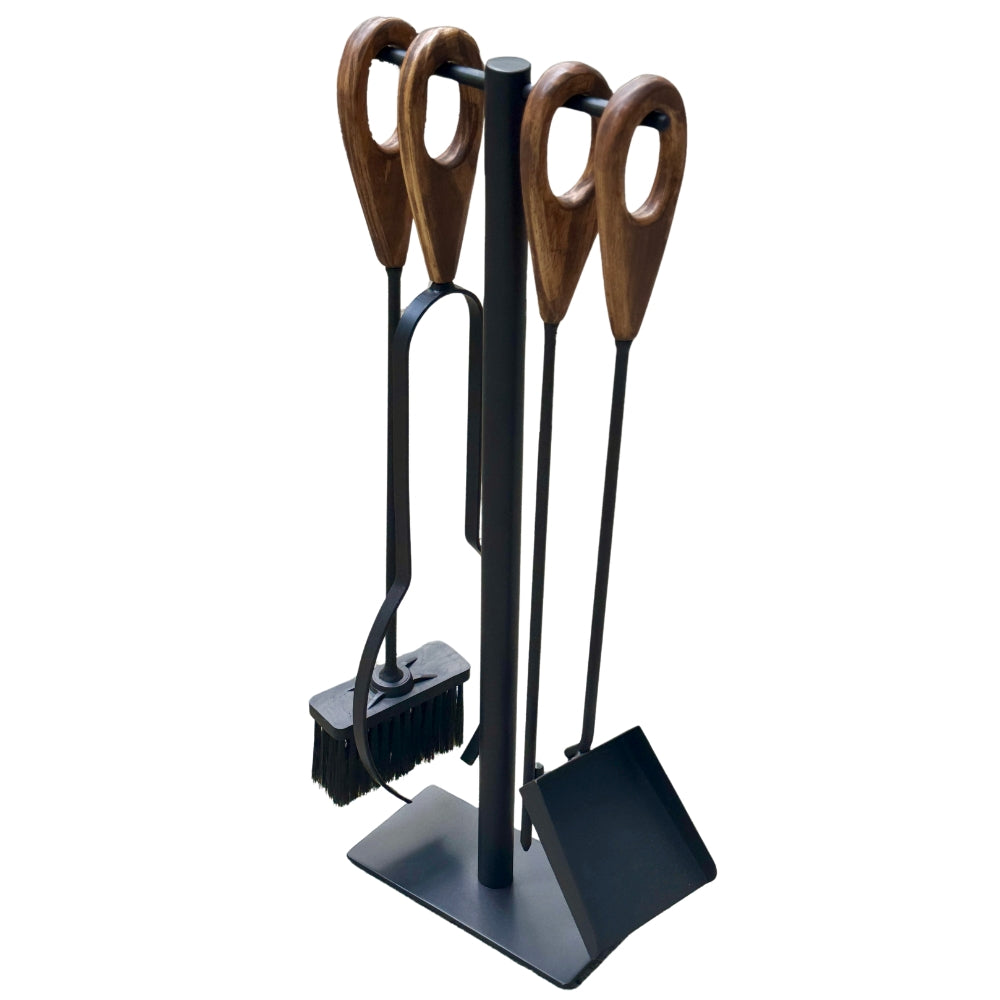 Kit Lareira 5pc Marrom Metal 60 cm