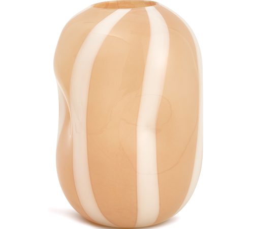 Vaso Vidro Listrado Branco/Rose Grande