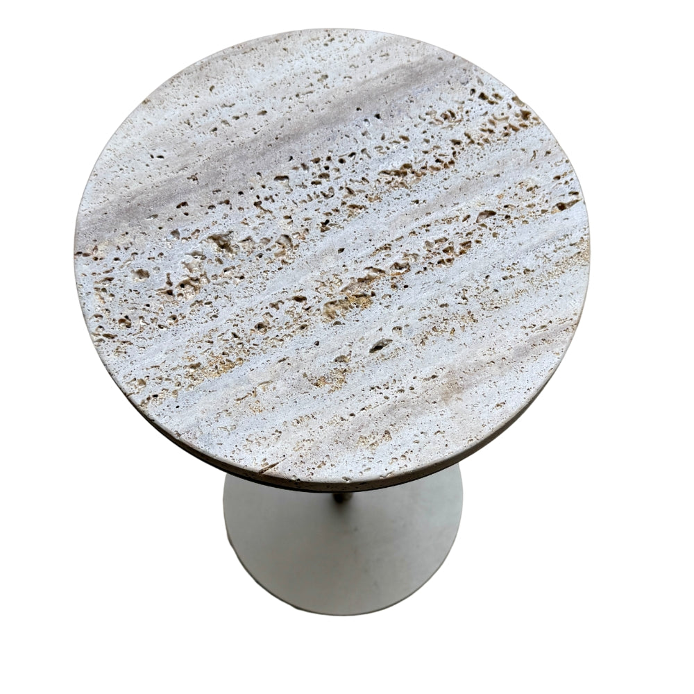 Mesa Lateral 62X30 Travertino Pé Metal