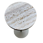 Mesa Lateral 62X30 Travertino Pé Metal