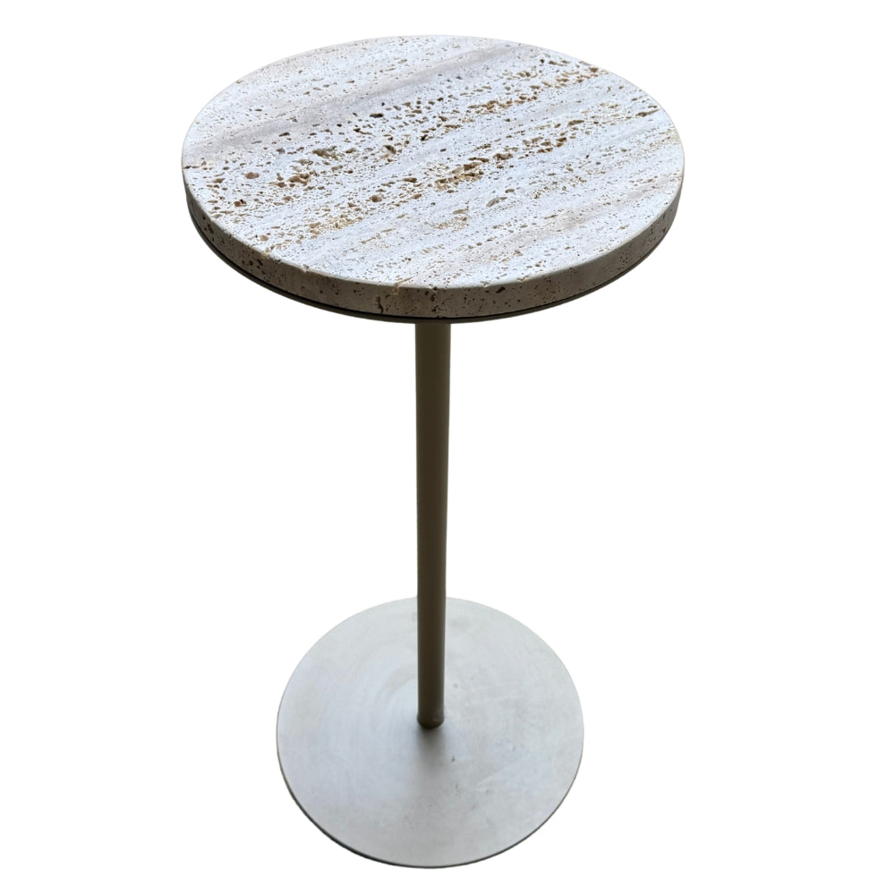 Mesa Lateral 62X30 Travertino Pé Metal