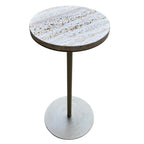 Mesa Lateral 62X30 Travertino Pé Metal