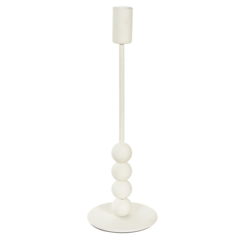 Castiçal 26X9cm Aço Inox Off White