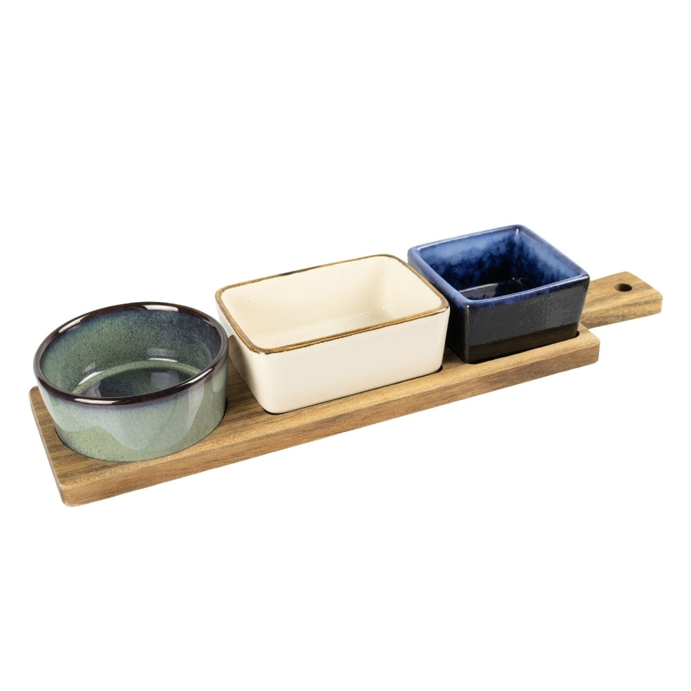 Petisqueira Cerâmica Bandeja Bambu