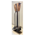 Acessório Lareira Metal e Madeira 5 Peças 60 cm