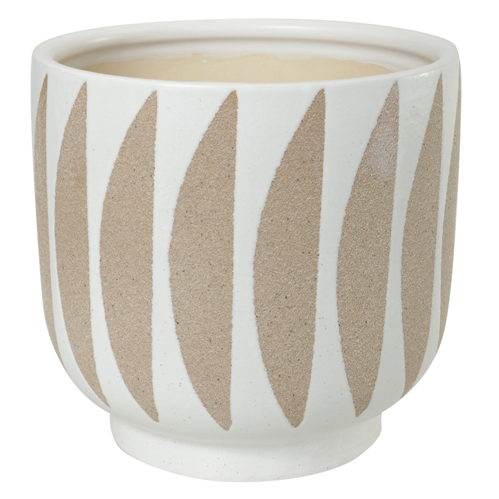 Cachepot 15X15 Cerâmica Bege/Branco