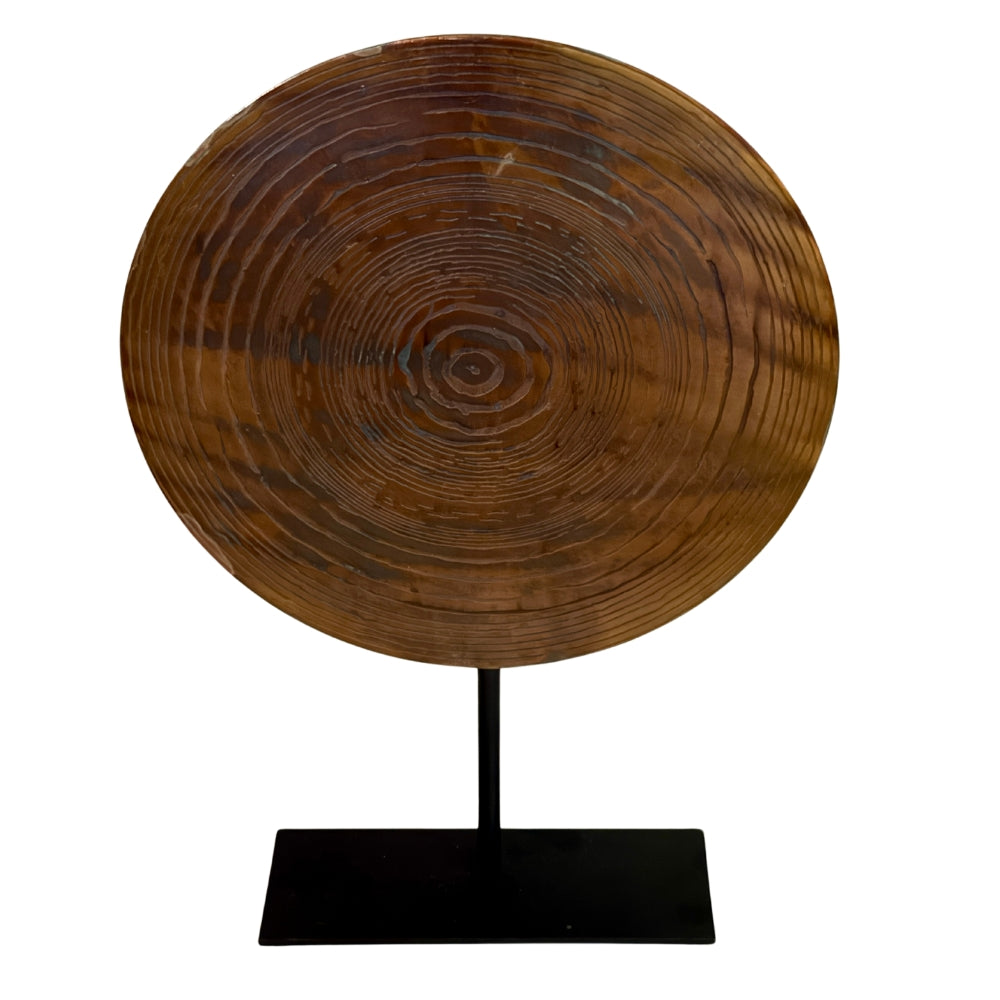 Escultura Disco Metal Redondo Bronze
