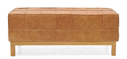 Puff Couro Caramelo 100x42x44cm