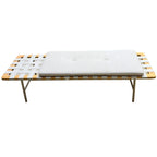 Banco Orbita Couro Off White 176 x 59 cm