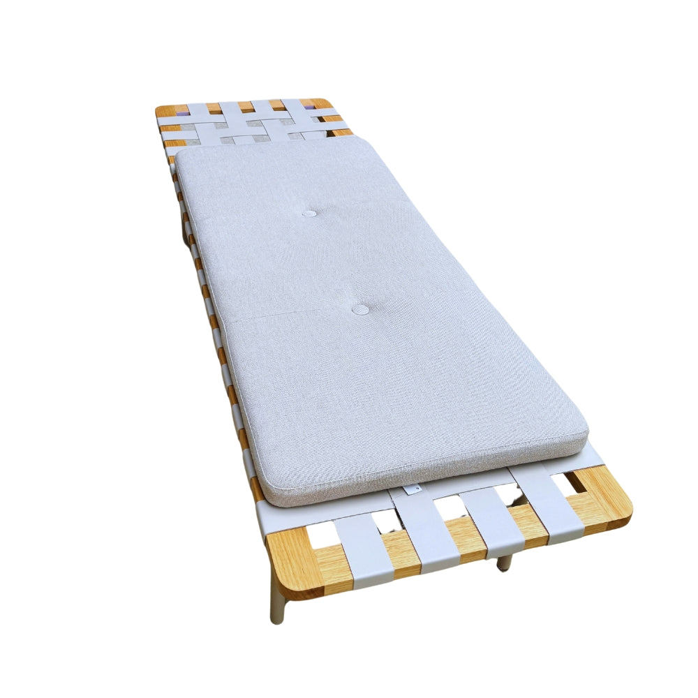 Banco Orbita Couro Off White 176 x 59 cm