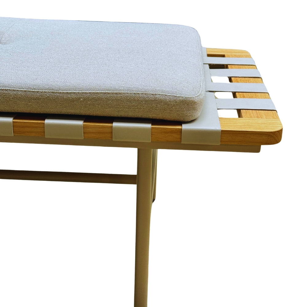 Banco Orbita Couro Off White 176 x 59 cm