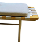 Banco Orbita Couro Off White 176 x 59 cm