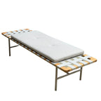 Banco Orbita Couro Off White 176 x 59 cm