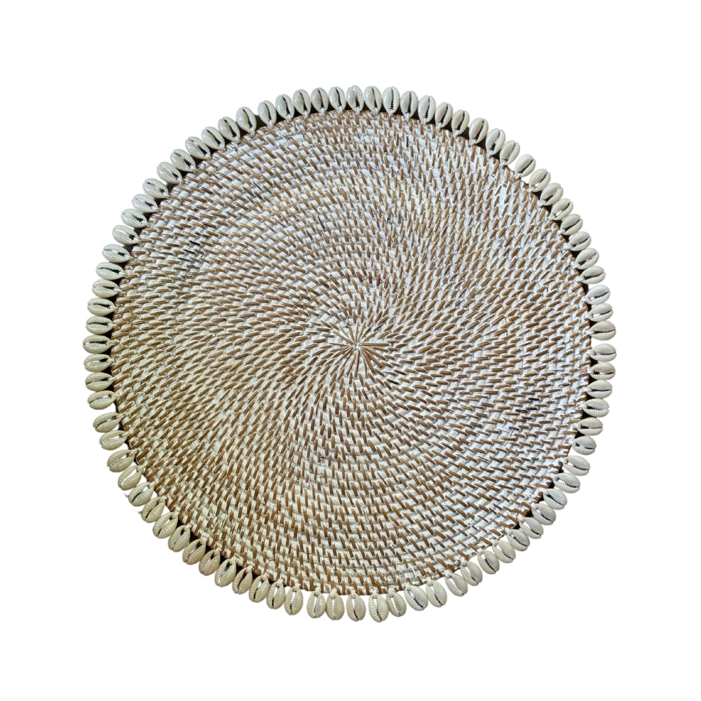 Sousplat Rattan Branco Buzios Concha