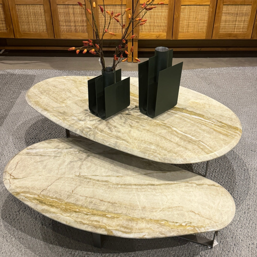 Mesa Centro Orgânica Quartzito 140x84 x37 cm