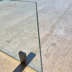 Frente Lareira 70x40 cm Vidro e Suporte Preto