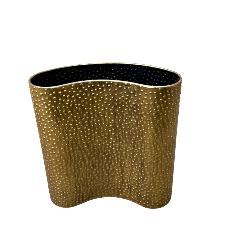 Vaso Metal Dourado Antio Martelado 28x9x27cm