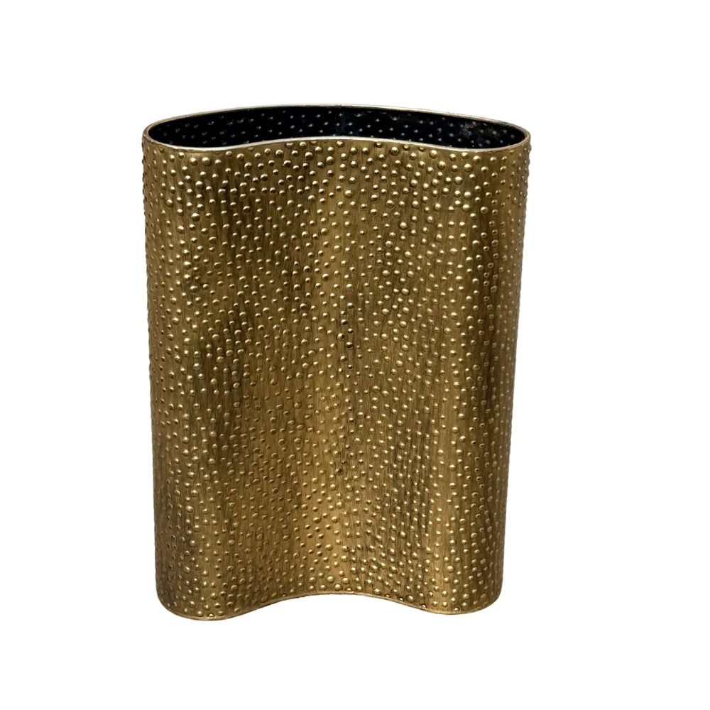 Vaso Metal Dourado  Martelado 37cmX10cmX30cm