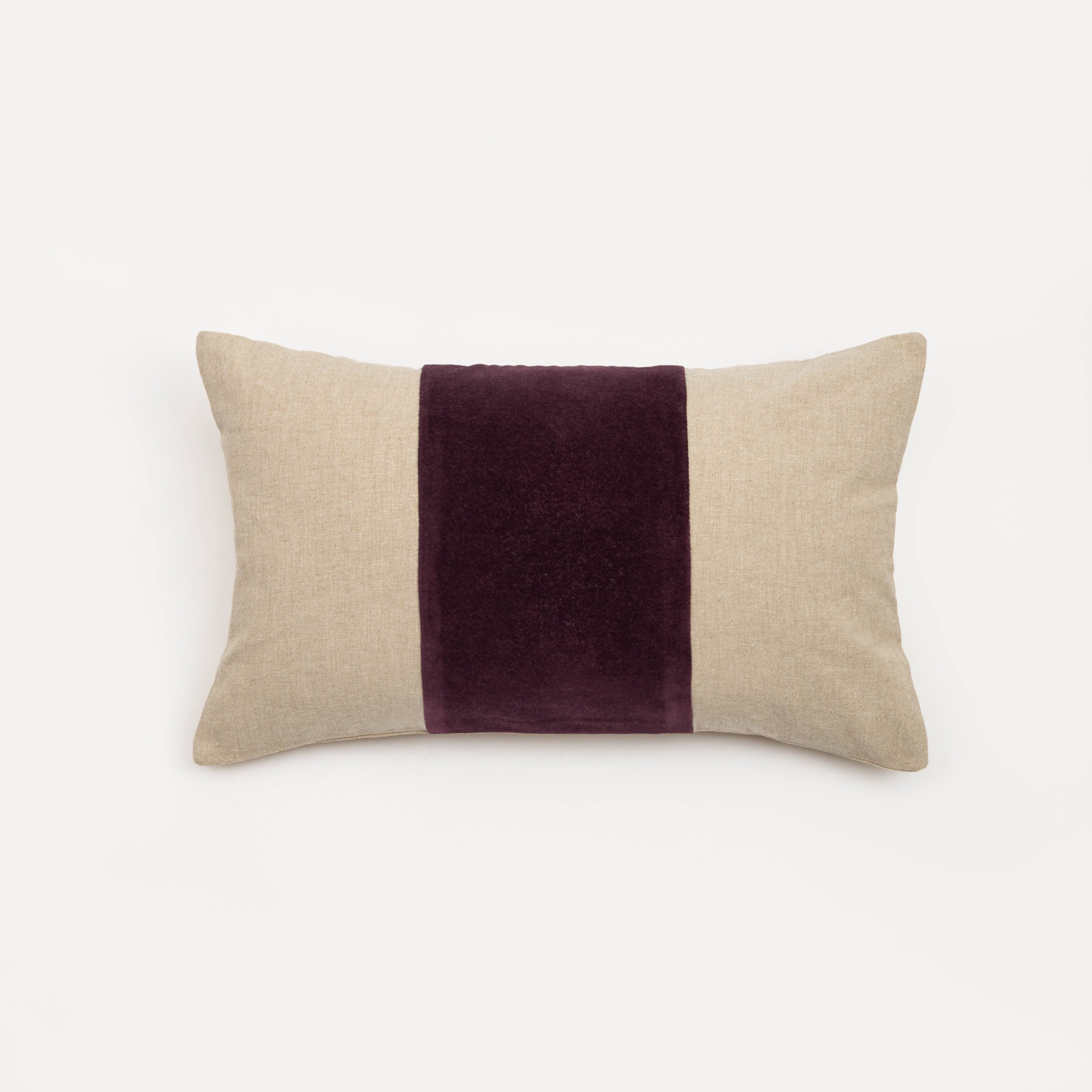 Almofada 30X50 Retangular Linho Cru Veludo Vinho