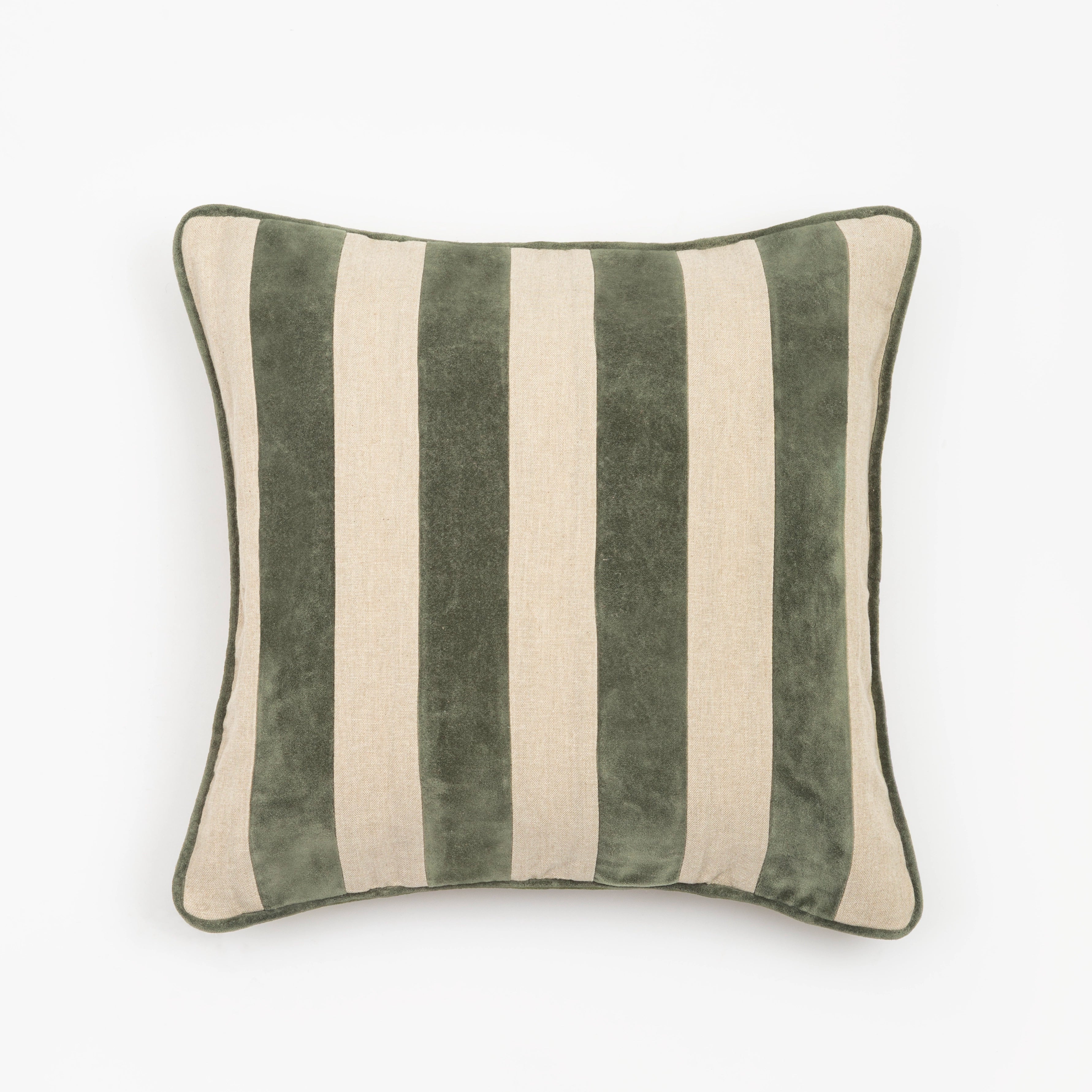 Almofada 45X45 Veludo Listrado Verde