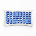 Almofada 30X50 Veludo Azul Bordado Geométrica