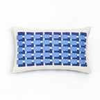 Almofada 30X50 Veludo Azul Bordado Geométrica