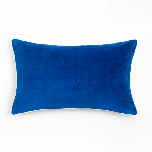 Almofada Veludo Azul Bordado Geométrica 30X50