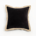 Almofada 50X50 Veludo Preto Borda Linho Cru