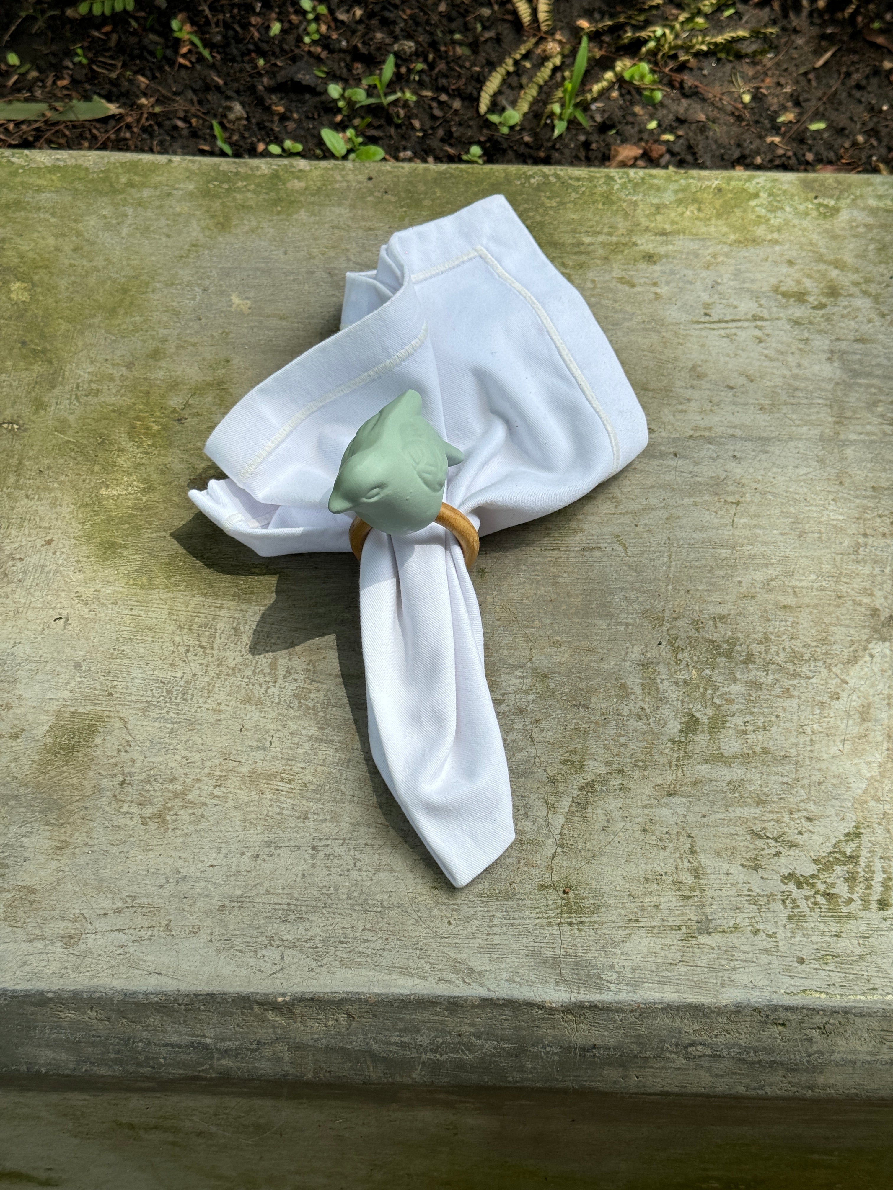 Conjunto Argolas de Pássaros Cerâmicas Verde Fosco