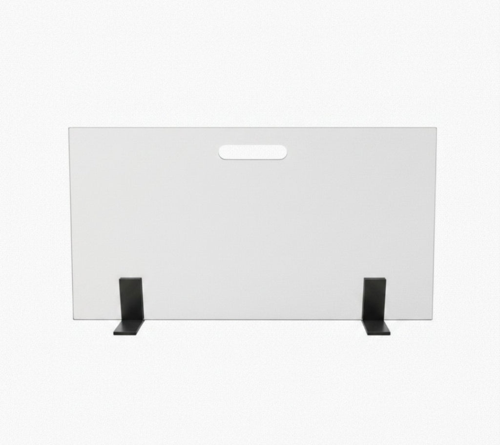 Frente Lareira 70x40 cm Vidro e Suporte Preto