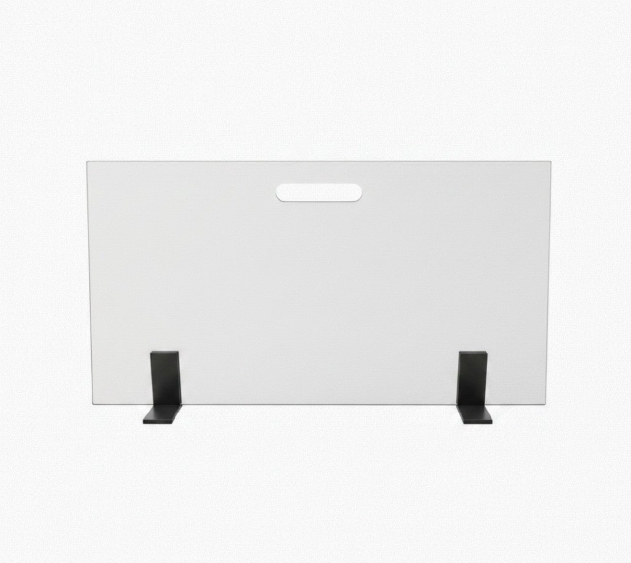 Frente Lareira 70x40 cm Vidro e Suporte Preto