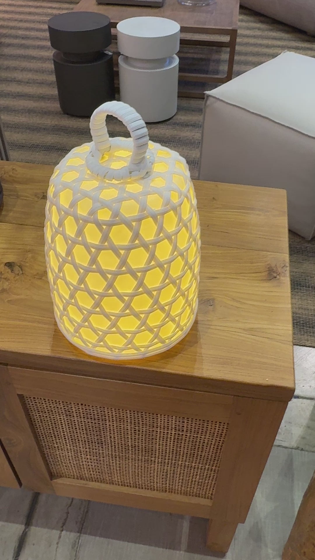 Luminária Led Rattan Branco