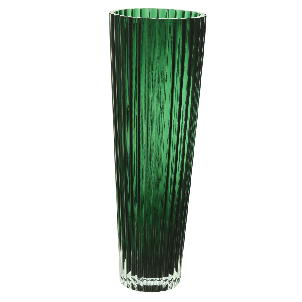Vaso 40X14 Vidro Verde Canelado